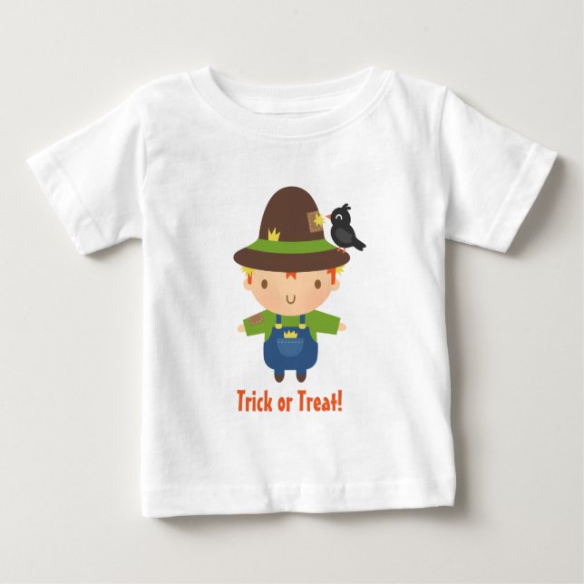 T-shirt Pour Bébé Cute Scarecrow Garçon Enfants Halloween (Devant)