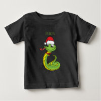 Cute serpent vert avec chapeau santa dessin animé