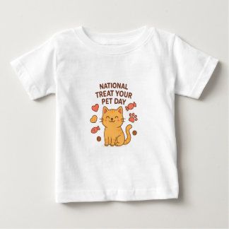 T-shirt Pour Bébé Cute Smiling Cat Shirt | National Treat Pet Day