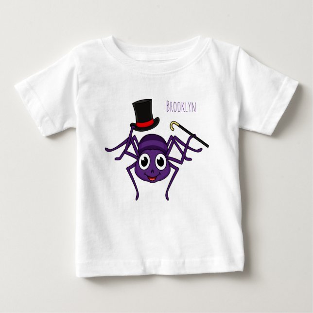 T-shirt Pour Bébé Cute spider in top hat cartoon  (Devant)