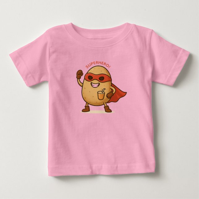 T-shirt Pour Bébé Cute Superhero Potato Cartoon Graphic Baby  (Devant)