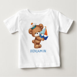 T-shirt Pour Bébé Cute Teddy Bear Little Sailor Personnalisé