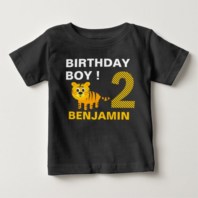 T-shirt Pour Bébé Cute Tiger 2ème fête d'anniversaire (Devant)