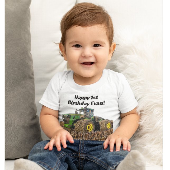 T-shirt Pour Bébé Cute Tractor Farm Equipment 1ère fête d'anniversai (Créateur téléchargé)