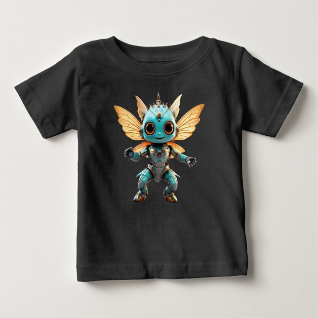 T-shirt Pour Bébé Cute Turquoise Dancing Robot Pixie (Devant)