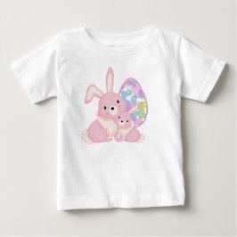 T-SHIRT POUR BÉBÉ CUTE WATERCOLOR PINK EASTER BUNNIES & EASTER EGG