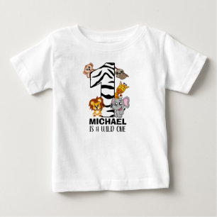 T-shirt Pour Bébé Cute Wild One Jungle Animaux Safari premier annive