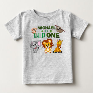 T-shirt Pour Bébé Cute Wild One Jungle Safari Animaux premier annive