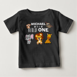 T-shirt Pour Bébé Cute Wild One Jungle Safari Animaux premier annive