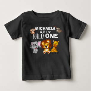 T-shirt Pour Bébé Cute Wild One Jungle Safari Animaux premier annive
