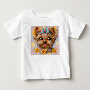 T-shirt Pour Bébé Cute Yorkie Kawaii Puppy