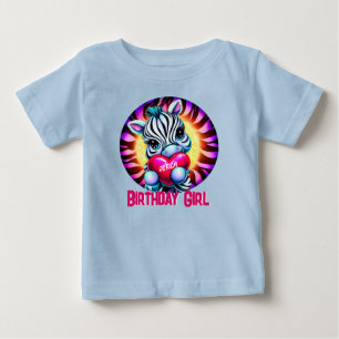 T-shirt Pour Bébé Cute Zebra Fille d'anniversaire