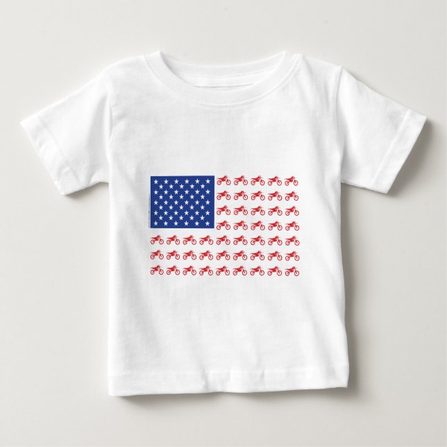 T-shirt Pour Bébé Cyclisme-Drapeau-Moto-Cross (Devant)