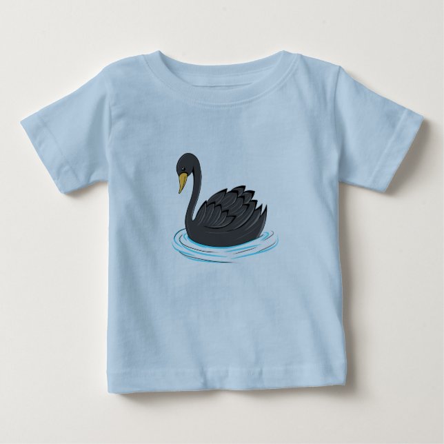 T-shirt Pour Bébé Cygne noir (Devant)