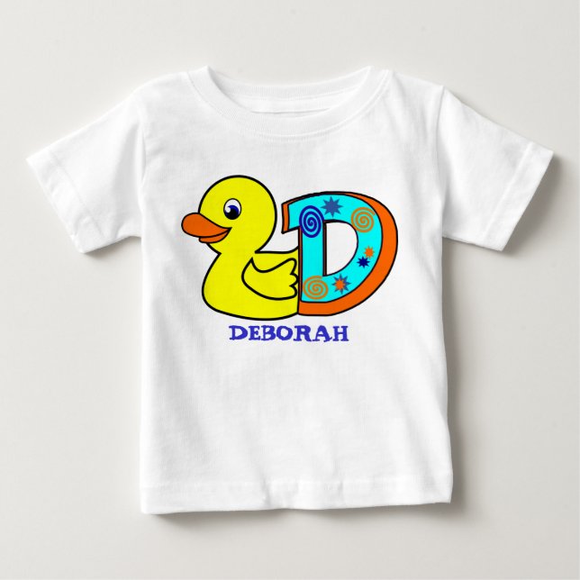 T-shirt Pour Bébé D DUCK, nom initiales (Devant)