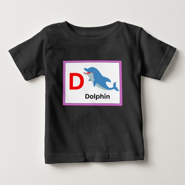 T-shirt Pour Bébé D est pour Dauphin (Devant)