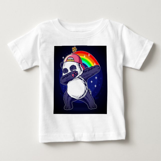 T-shirt Pour Bébé Dabbing Panda Rainbow Vibes" T-shirt bébé & enfant (Devant)
