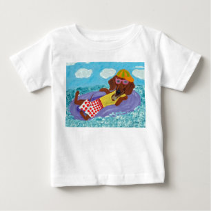 T-shirt Pour Bébé Dachshund Fainéant de la Plage