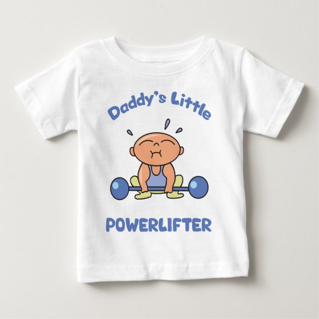 T-shirt Pour Bébé Daddy Petit Powerlifter Enfants Sport Powerlifter (Devant)