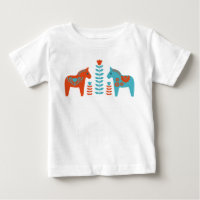 Dala d'art populaire scandinave Chevaux et fleurs