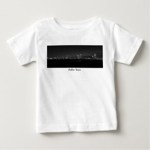T-shirt Pour Bébé Dallas Skyline Dawn Pano Grayscale