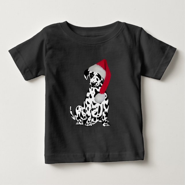 T-shirt Pour Bébé Dalmate de Noël (Devant)