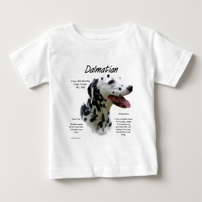 T-shirt Pour Bébé Dalmatien (noir) Conception de l'histoire (Devant)