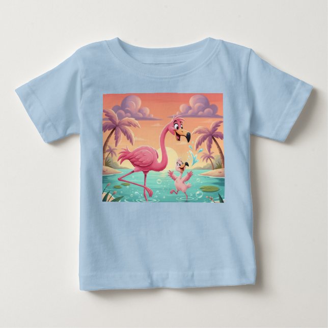 T-shirt Pour Bébé Dance of Sunlight and Flamingo (Devant)