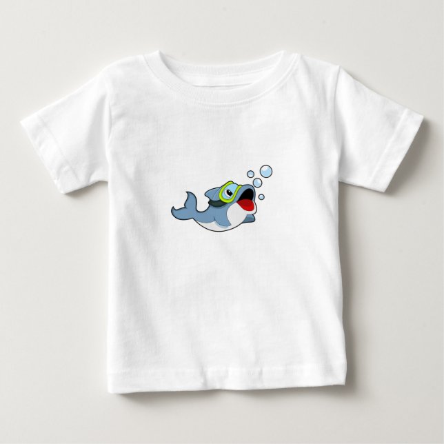 T-shirt Pour Bébé Dauphin à la plongée avec bulles d'eau.PNG (Devant)