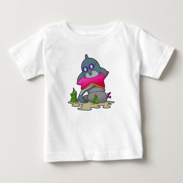 T-shirt Pour Bébé Dauphin avec lunettes (Devant)