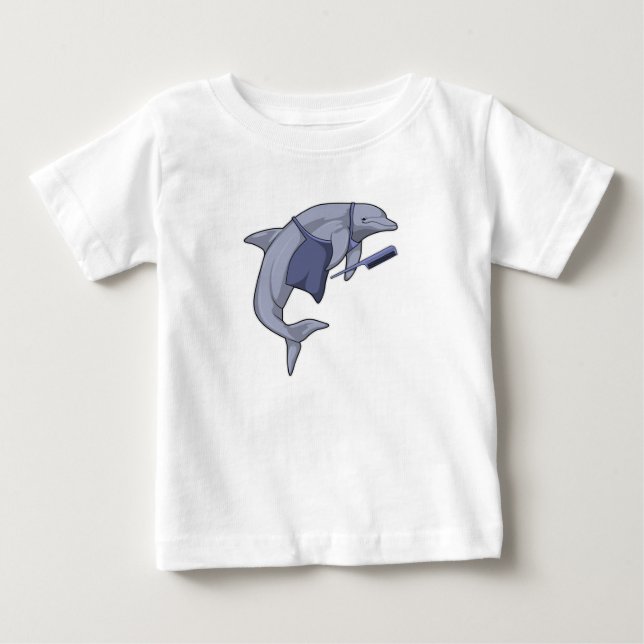 T-shirt Pour Bébé Dauphin en coiffeur avec peigne (Devant)