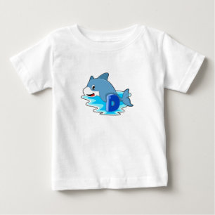 T-shirt Pour Bébé Dauphin en natation avec lettre