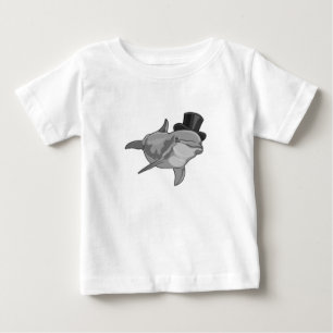 T-shirt Pour Bébé Dauphin en tant que Gentleman avec chapeau supérie