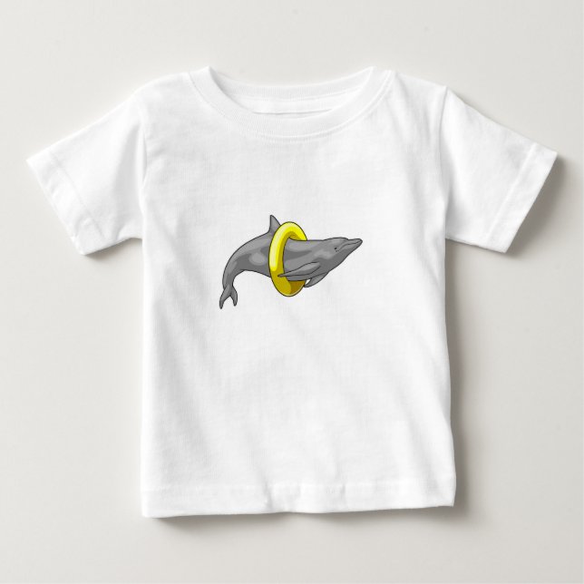 T-shirt Pour Bébé Dauphin natation Lifebuoy (Devant)