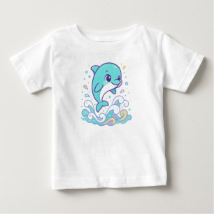 T-shirt Pour Bébé Dauphin Splash Bubble Mignon Animal Marin Personna