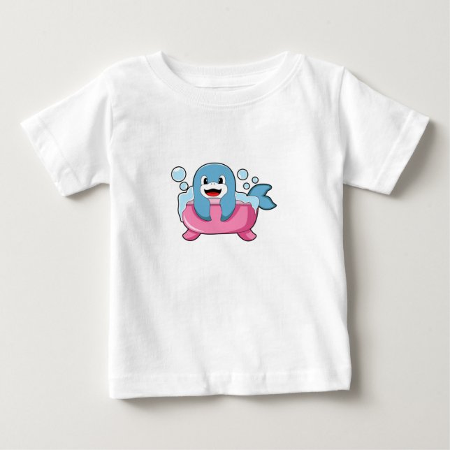 T-shirt Pour Bébé Dauphin sur baignoire (Devant)