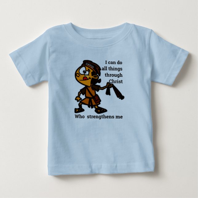 T-shirt Pour Bébé David Avec Slingshot Bible Story Hero personnage (Devant)