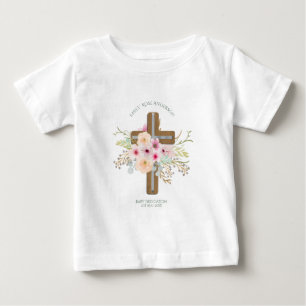 T-shirt Pour Bébé Dédication BÉBÉ personnalisée Croix florale