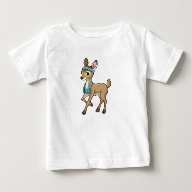 T-shirt Pour Bébé Deer at Fitness with Towel (Devant)