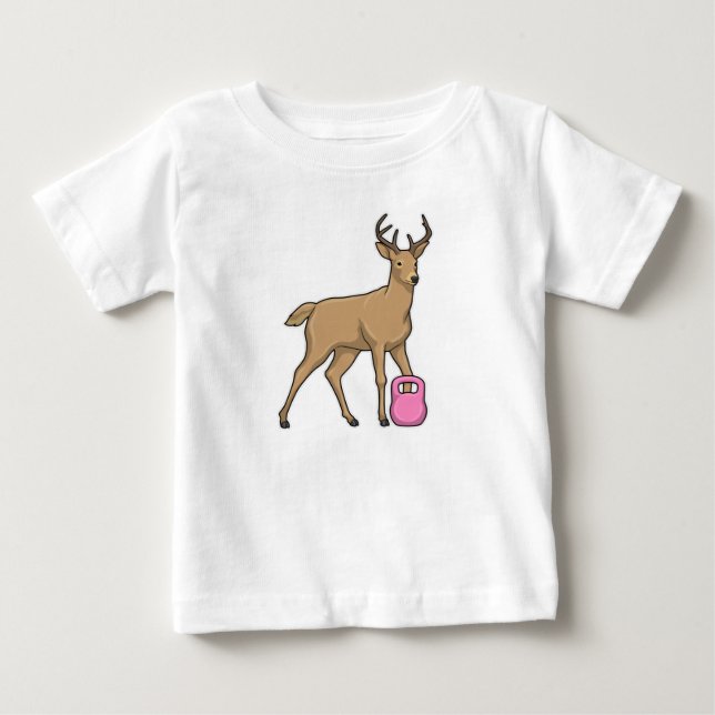 T-shirt Pour Bébé Deer Fitness Dumbbell (Devant)