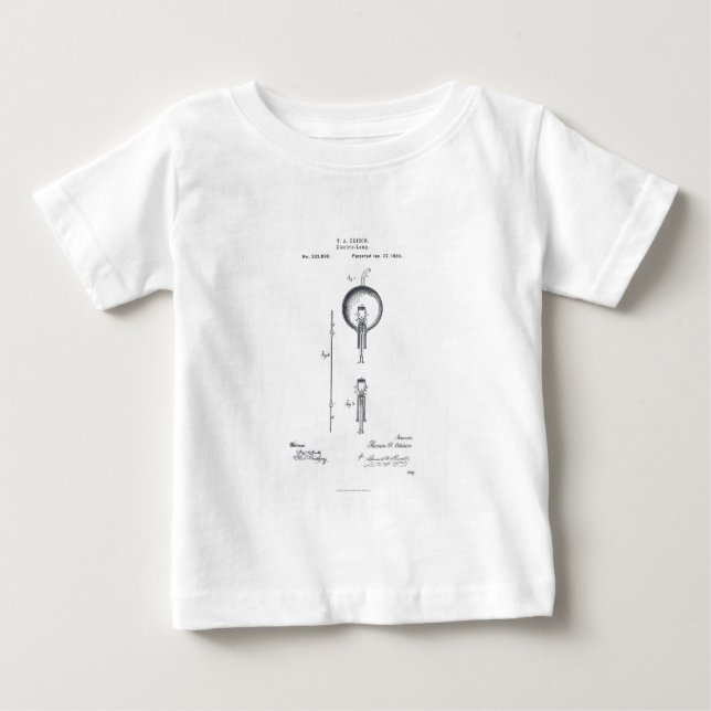 T-shirt Pour Bébé Demande de brevet de l'ampoule de Thomas Edison (Devant)
