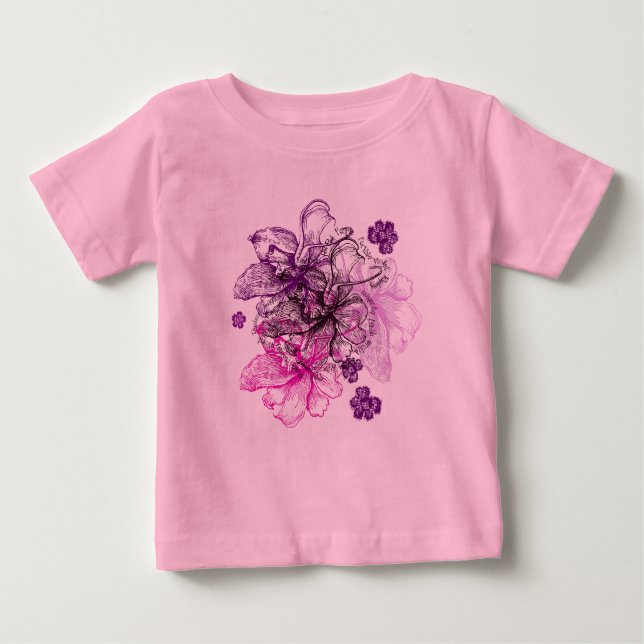 T-shirt Pour Bébé Dentelle de Wahin Orchidée hawaïenne (Devant)