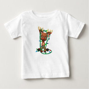 T-shirt Pour Bébé Des rennes blottis dans les lumières de Noël