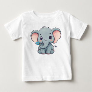 T-shirt Pour Bébé Design d'éléphant de bébé caricaturé mignon