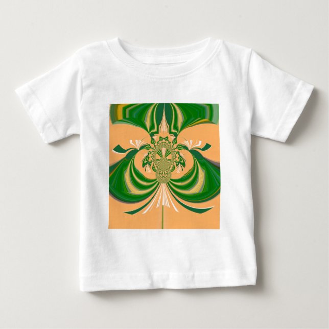 T-shirt Pour Bébé Design vert jaune. (Devant)