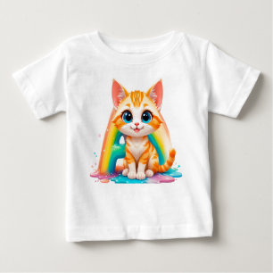 T-shirt Pour Bébé Dessin adorable Orange Kitten