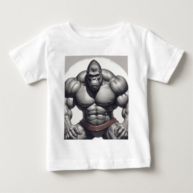T-shirt Pour Bébé Dessin d'art pop de Gorilla Bodybuilder (Devant)