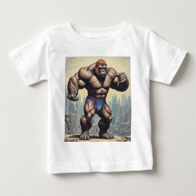 T-shirt Pour Bébé Dessin d'art pop de Gorilla Bodybuilder (Devant)