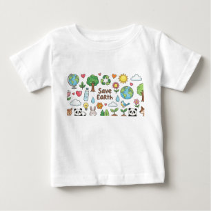 T-shirt Pour Bébé Dessin de enfants pour sauver la Terre crayon de c