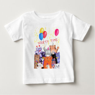 T-shirt Pour Bébé Dessin de fête de chats heureux - Chats amusants